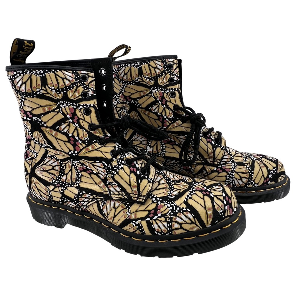 Dr. Martens 1460 Pascal Monarch Butterfly Boots Yellow Black 26735758 Womens 10